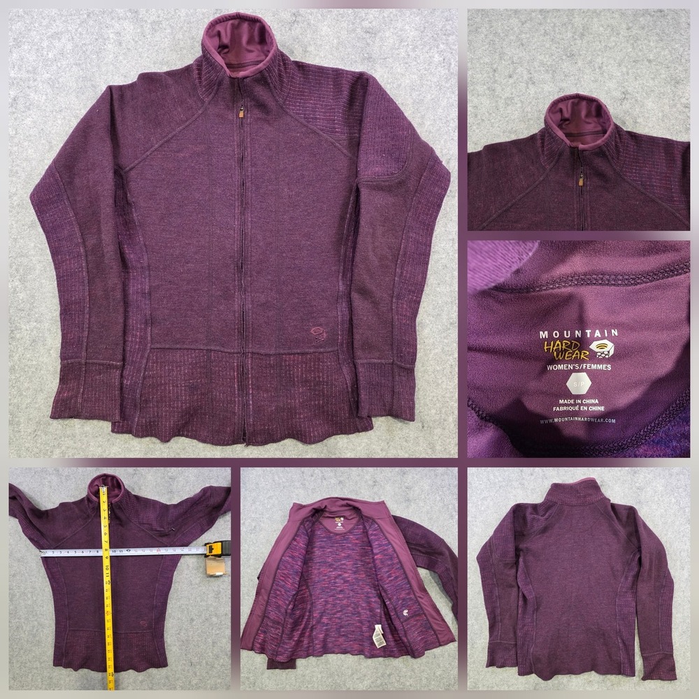 Mountain Hardwear Sweater Womens Small Purple Wool Blend Full Zip Knit‎ Jacket